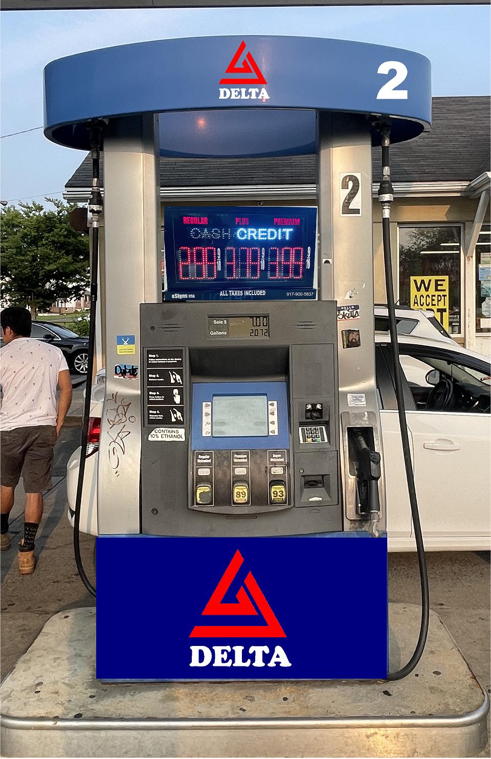 GAS Stations LED Digital Price Signs .GAS Stations- LED Digital Price Signs.LED Gas Station Pump Toppers.LED petrol pump toppers displaying fuel prices and promotional ads at a modern fuel station.